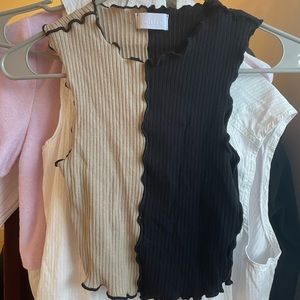 Isalis tan and black block ribbed tank, XS